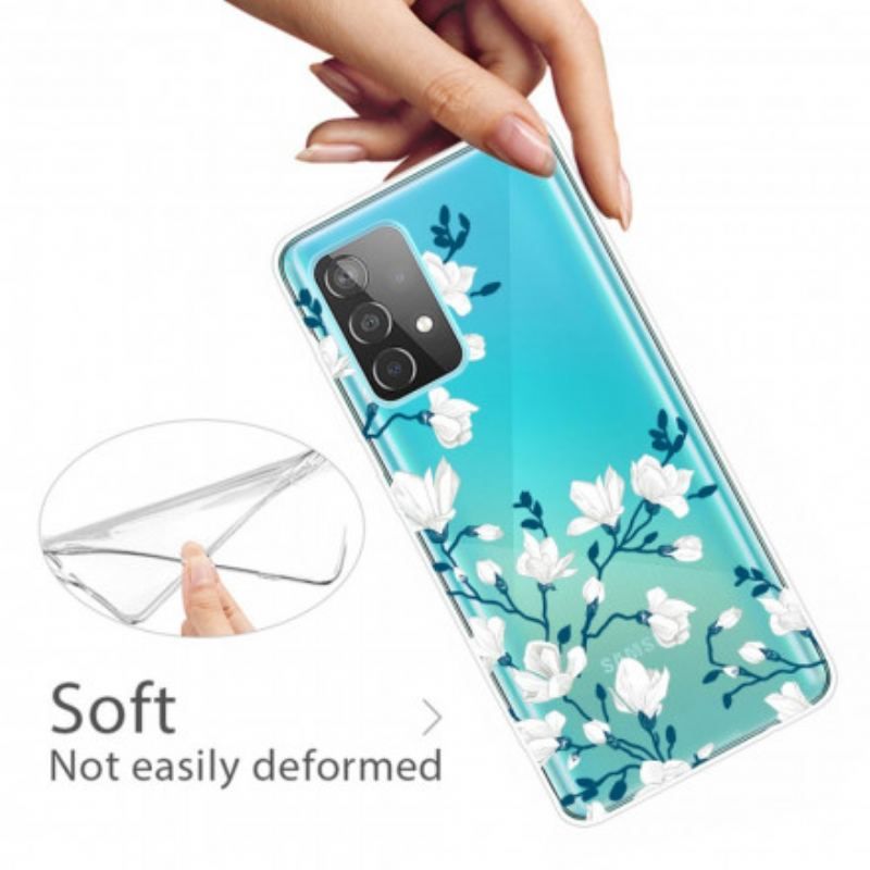 Coque Samsung Galaxy A52 4G / A52 5G / A52s 5G Fleurs Blanches