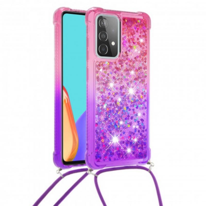 Coque Samsung Galaxy A52 4G / A52 5G / A52s 5G Silicone Paillettes et Cordon