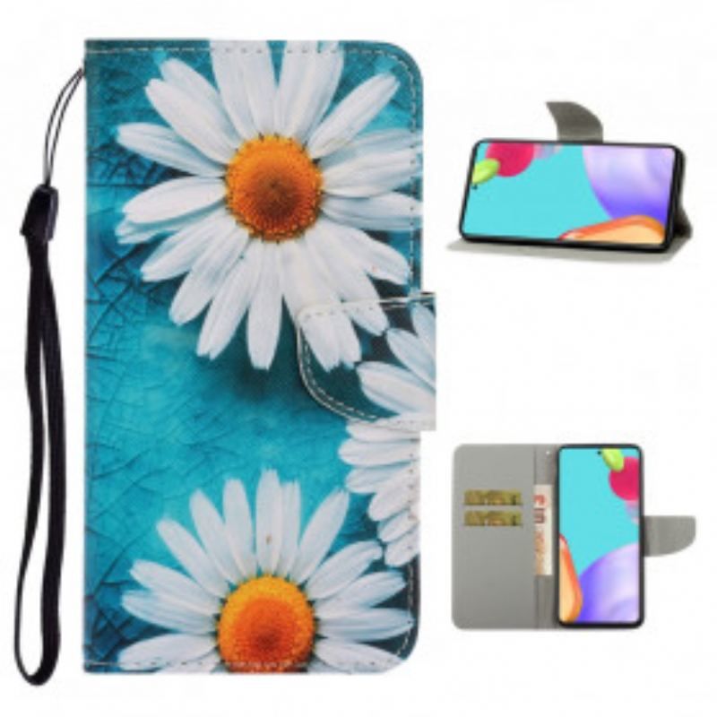 Housse Samsung Galaxy A52 4G / A52 5G / A52s 5G Marguerites à Lanière