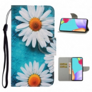 Housse Samsung Galaxy A52 4G / A52 5G / A52s 5G Marguerites à Lanière