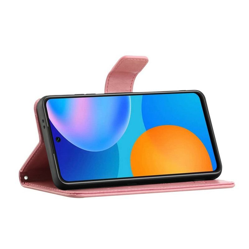 Housse Samsung Galaxy A52 4G / A52 5G / A52s 5G Papillons Et Fleurs À Lanière