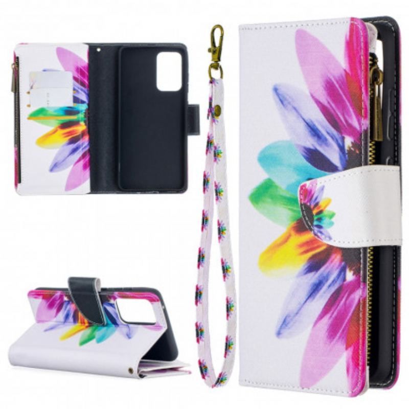 Housse Samsung Galaxy A52 4G / A52 5G / A52s 5G Poche Zippée Fleur