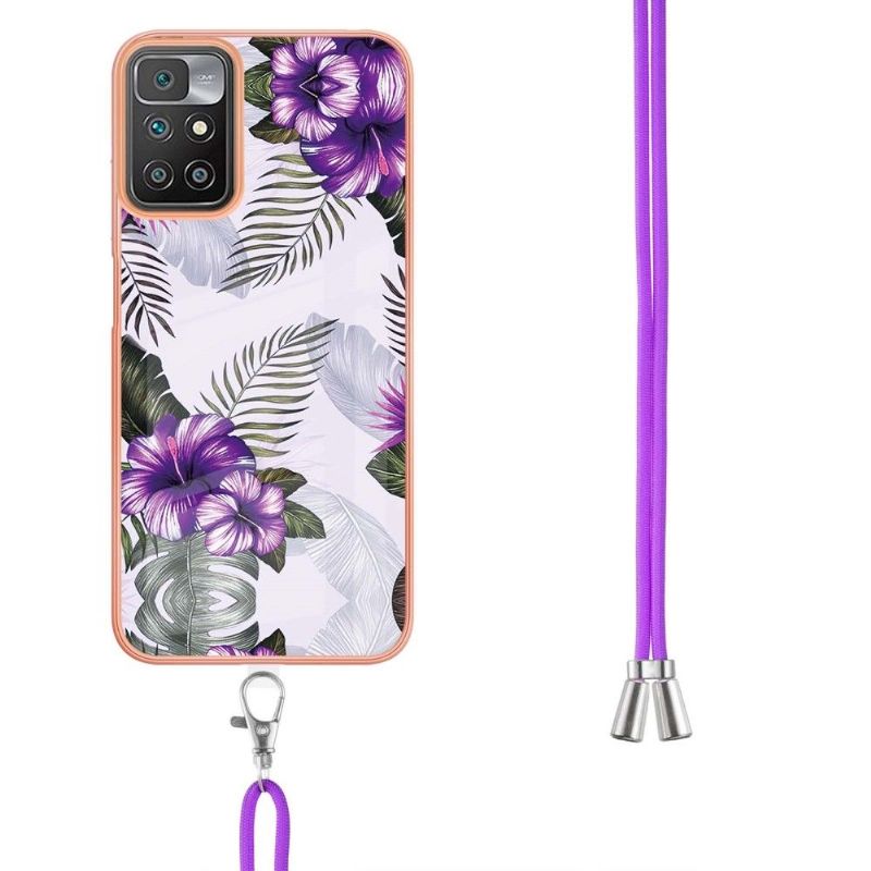 Coque à cordon Xiaomi Redmi 10 fleurs exotiques