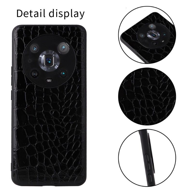 Coque Honor Magic 4 Pro Noir effet crocodile