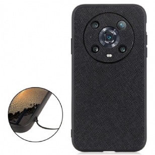 Coque Honor Magic 4 Pro simili cuir effet croisillons