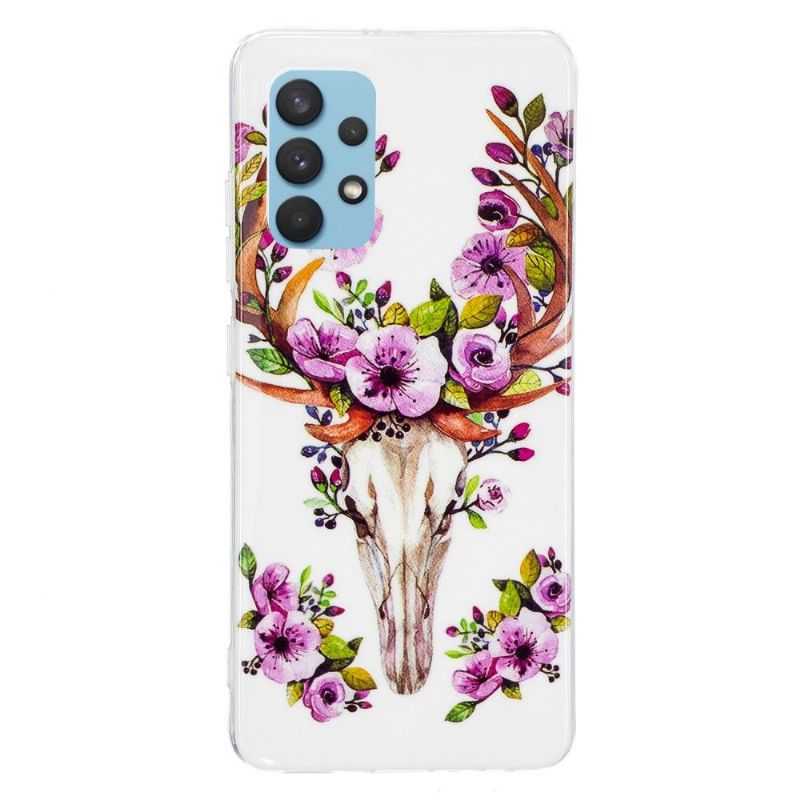 Coque Samsung Galaxy A32 4G Luminous Cerf et fleurs