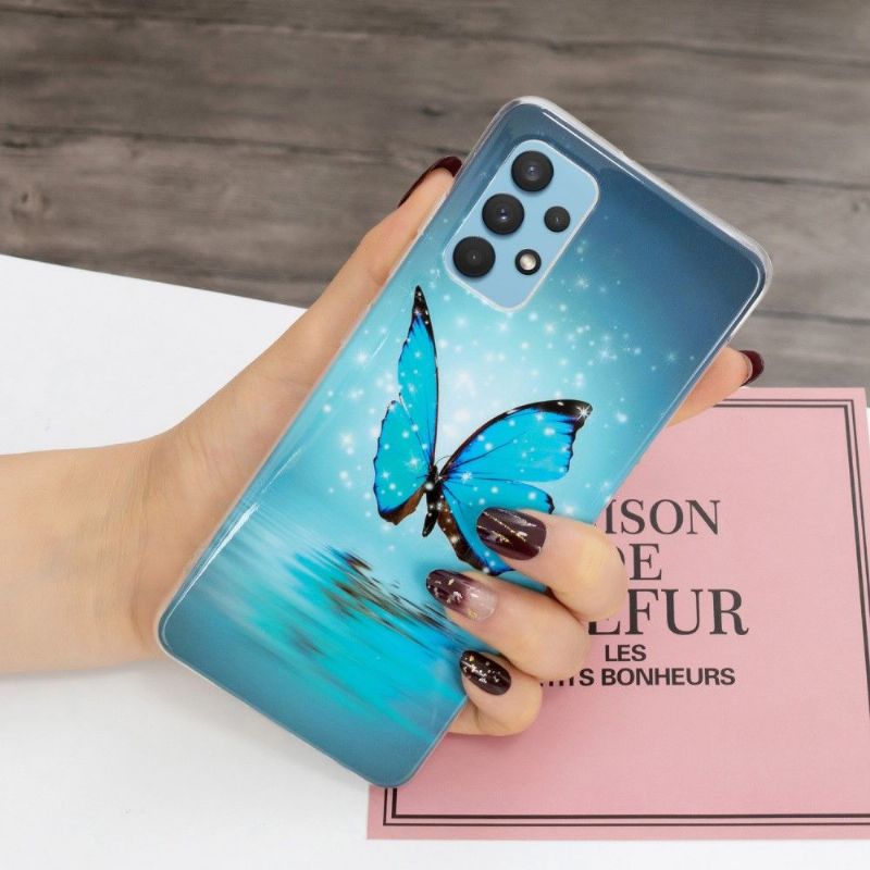 Coque Samsung Galaxy A32 4G Luminous papillon bleu