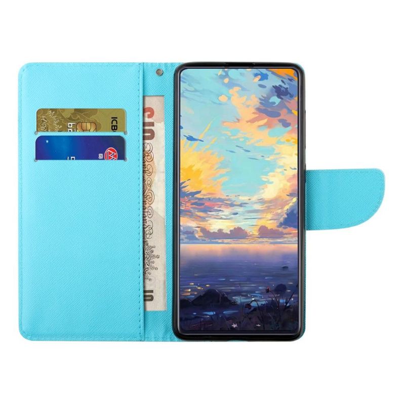 Housse Samsung Galaxy A32 4G fleurs bleues et papillons