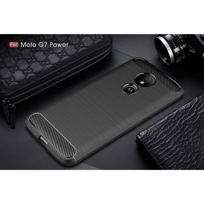 Motorola Moto G7 Power - Coque gel brossé carbone