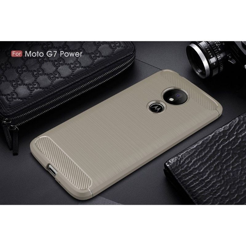 Motorola Moto G7 Power - Coque gel brossé carbone