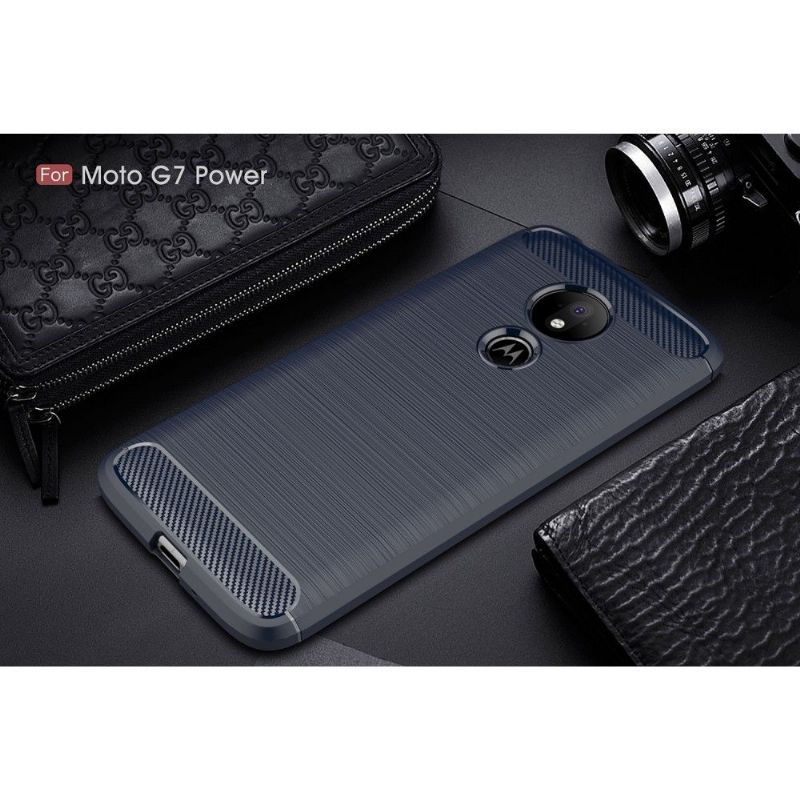 Motorola Moto G7 Power - Coque gel brossé carbone