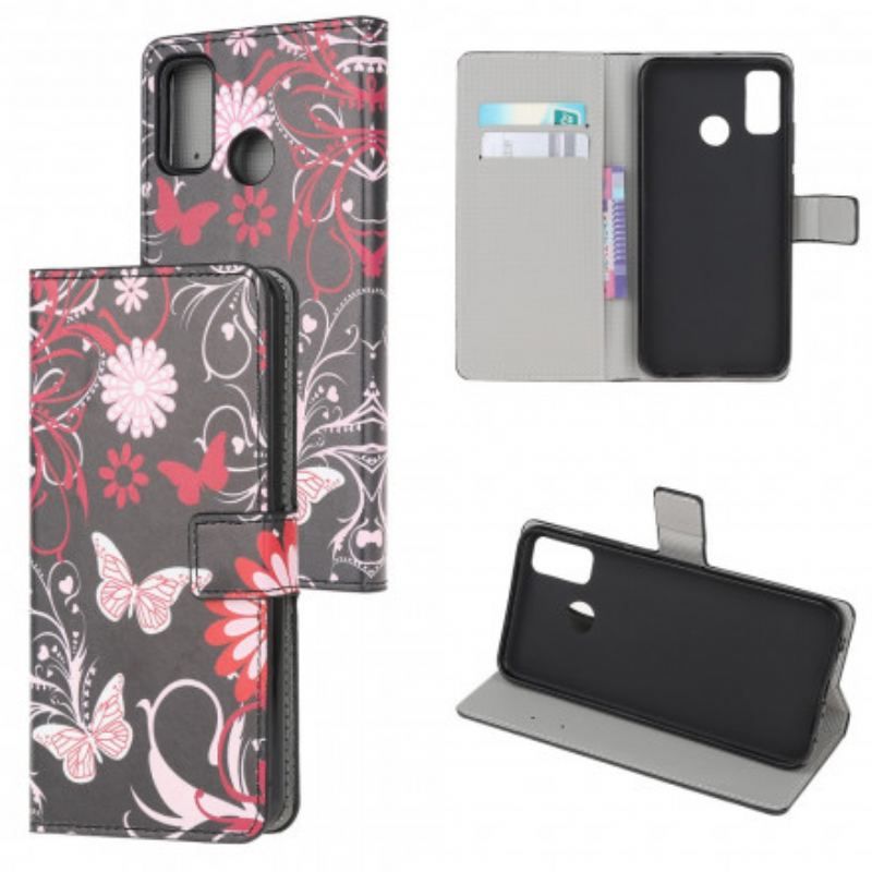 Housse Moto G50 Papillons et Fleurs