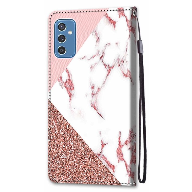 Housse Samsung Galaxy M52 5G marbre paillettes