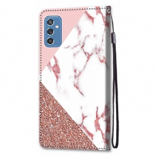 Housse Samsung Galaxy M52 5G marbre paillettes