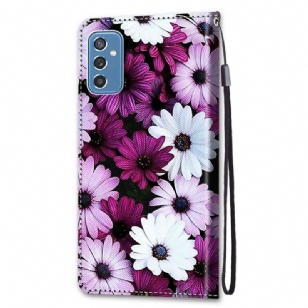 Housse Samsung Galaxy M52 5G marguerites colorées