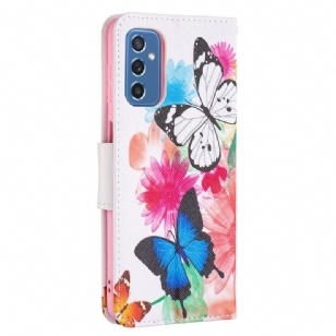 Housse Samsung Galaxy M52 5G papillons et fleurs colorées