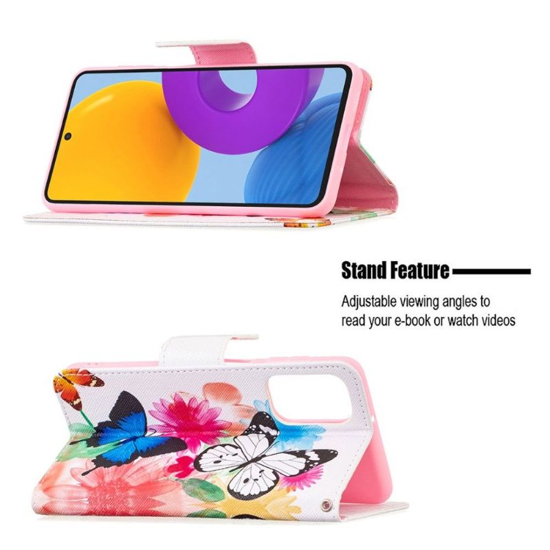 Housse Samsung Galaxy M52 5G papillons et fleurs colorées