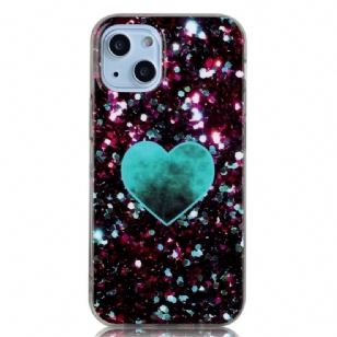 Coque iPhone 14 Coeur Paillettes