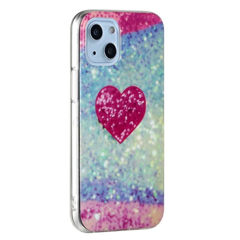 Coque iPhone 14 Coeur Paillettes