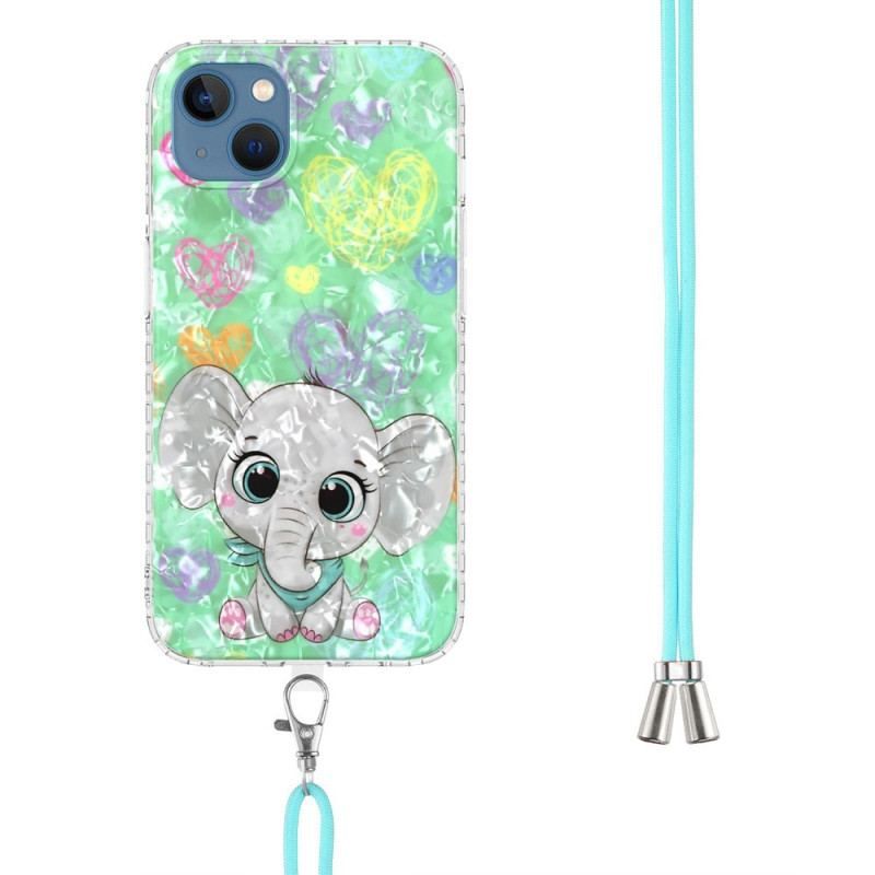 Coque iPhone 14 à Cordon Éléphant Stylé