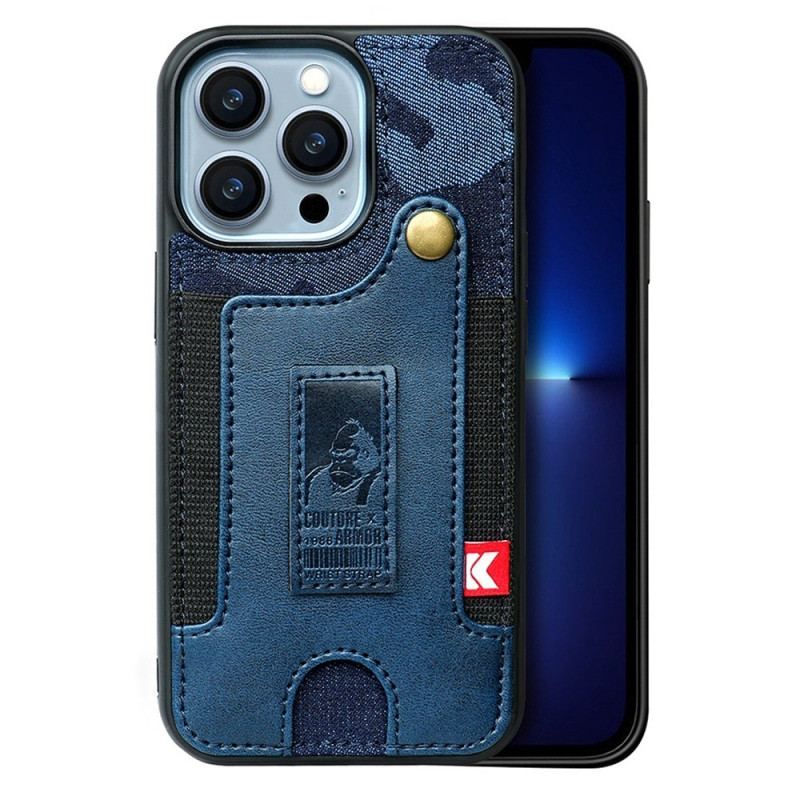 Coque iPhone 14 Porte-Cartes et Sangle Jeans