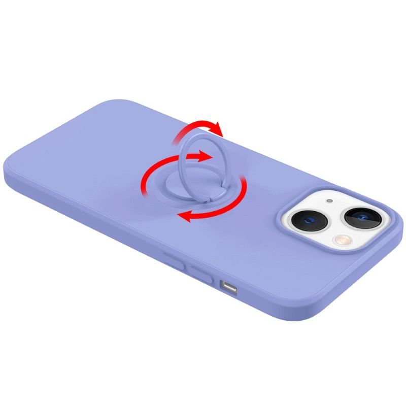 Coque iPhone 14 Silicone Liquide Anneau et Lanière