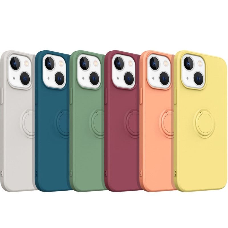 Coque iPhone 14 Silicone Liquide Anneau et Lanière