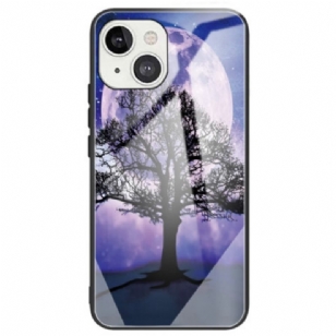 Coque iPhone 14 Verre Trempé Arbre et Lune