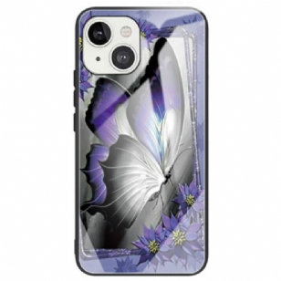 Coque iPhone 14 Verre Trempé Papillon Violet