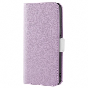 Flip Cover iPhone 14 Simili Cuir Litchi