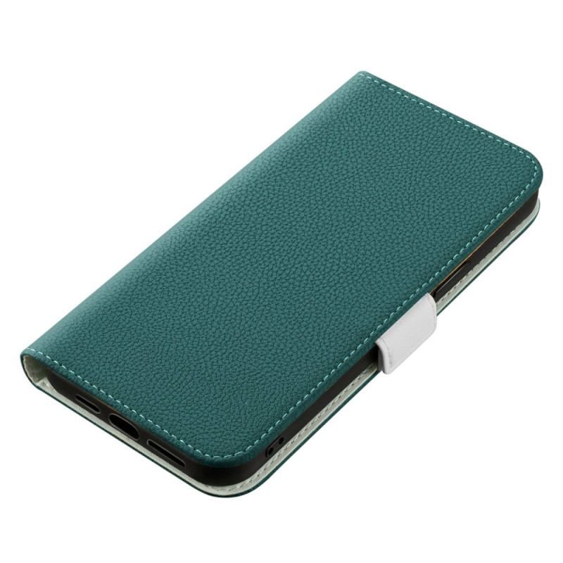 Flip Cover iPhone 14 Simili Cuir Litchi