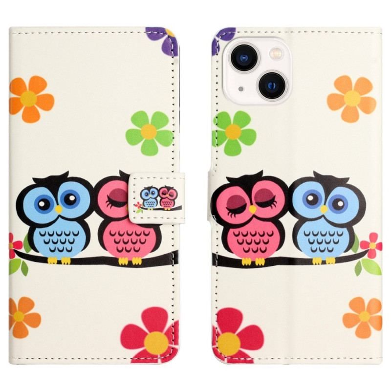 Housse iPhone 14 Couple de Hiboux