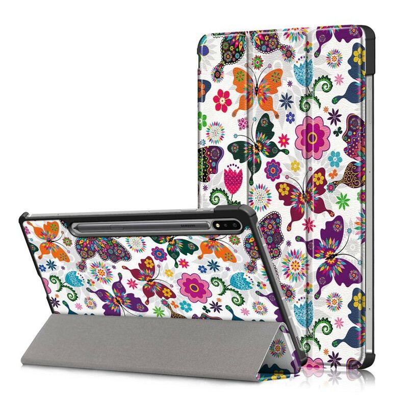 Smart Case Samsung Galaxy Tab S8 / Tab S7 Renforcée Papillons et Fleurs