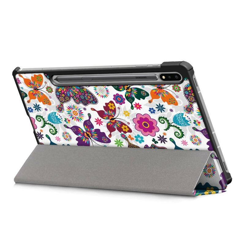 Smart Case Samsung Galaxy Tab S8 / Tab S7 Renforcée Papillons et Fleurs