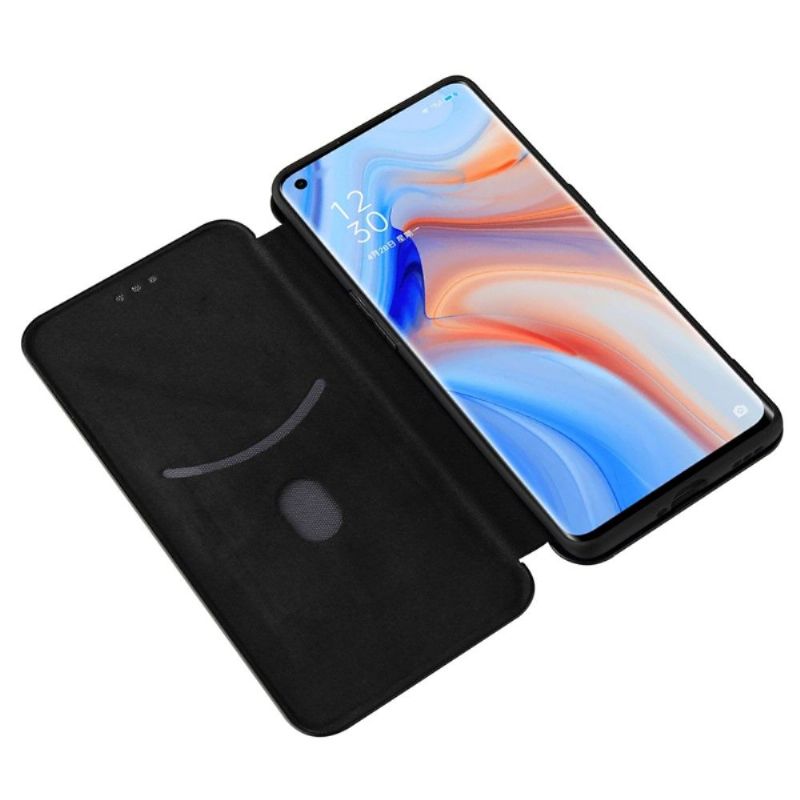 Housse Oppo Find X3 Lite simili cuir style fibre de carbone