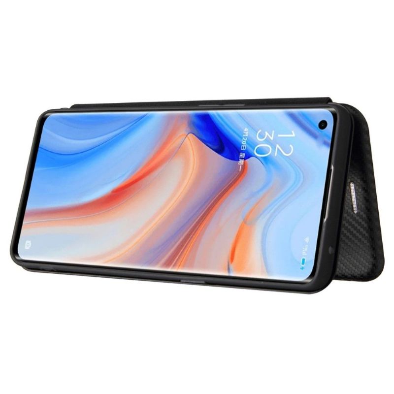 Housse Oppo Find X3 Lite simili cuir style fibre de carbone