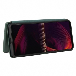 Housse Sony Xperia 5 III simili cuir style fibre de carbone