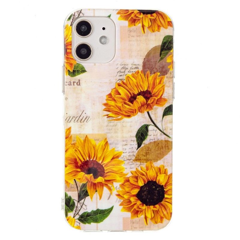 Coque iPhone 12 / 12 Pro Fluorescente Tournesol Vintage