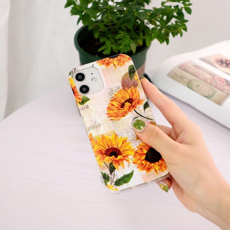 Coque iPhone 12 / 12 Pro Fluorescente Tournesol Vintage