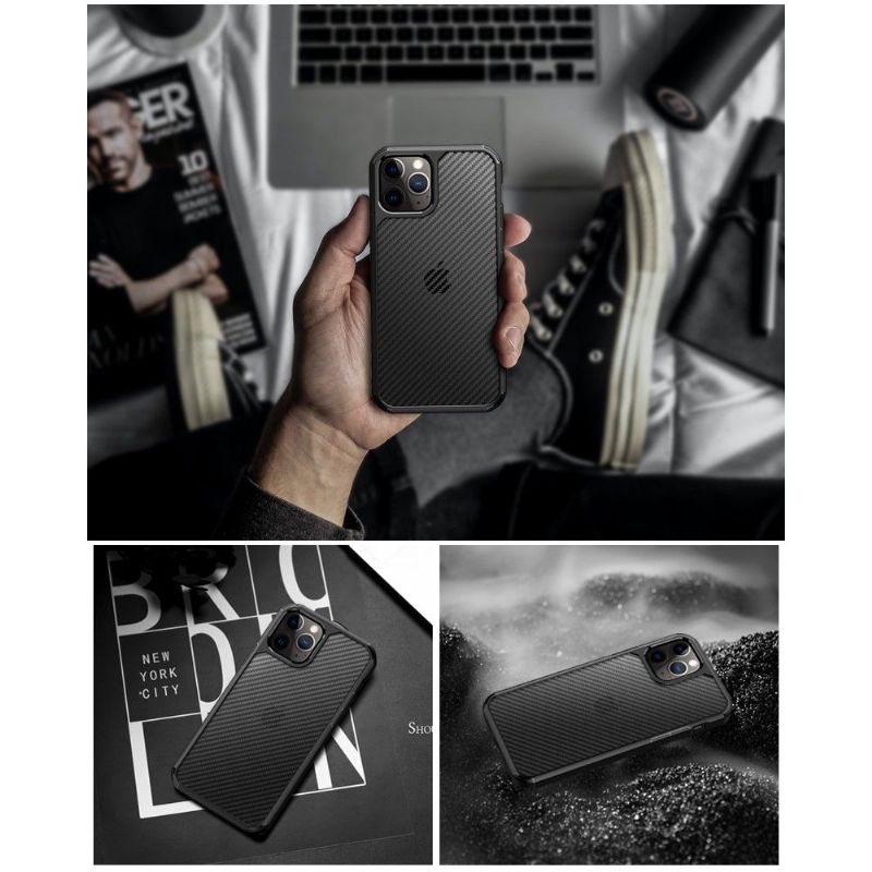 Coque iPhone 12 Pro / 12 Pioneer style fibre de carbone