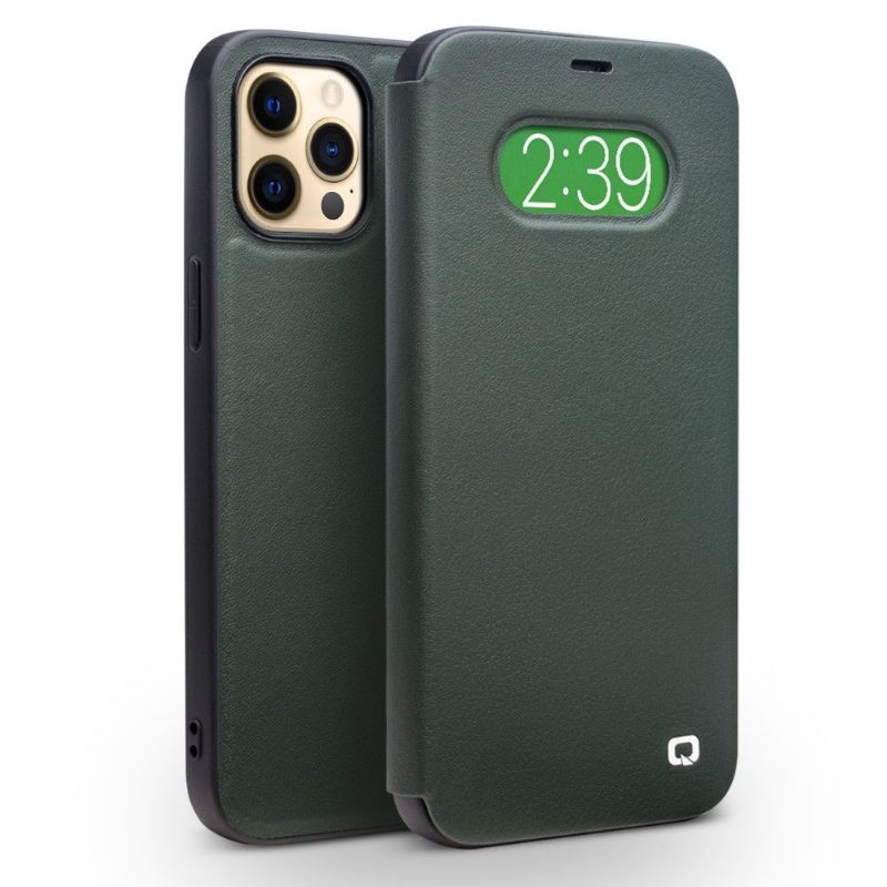 Housse iPhone 12 / 12 Pro cuir véritable avec fenêtre