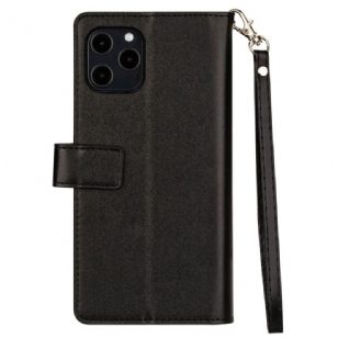 Housse iPhone 12 Pro / 12 Portefeuille Simili Cuir à Lanière