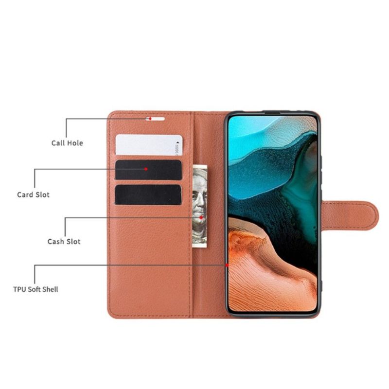 Housse Xiaomi Poco F2 Pro portefeuille style cuir