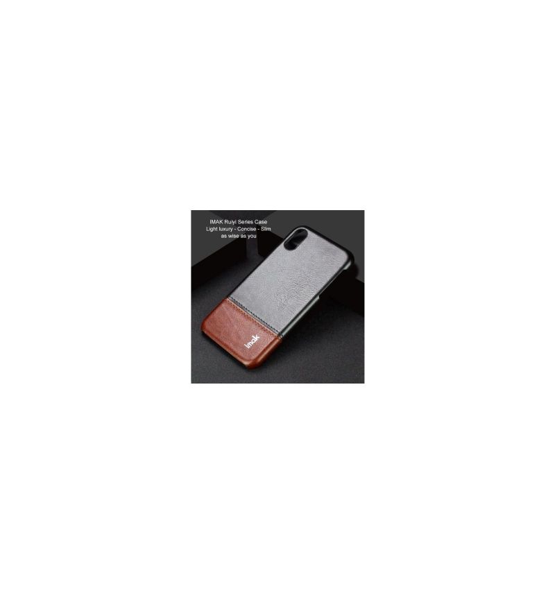 Coque imitation cuir pour iPhone XR - Noir / Marron