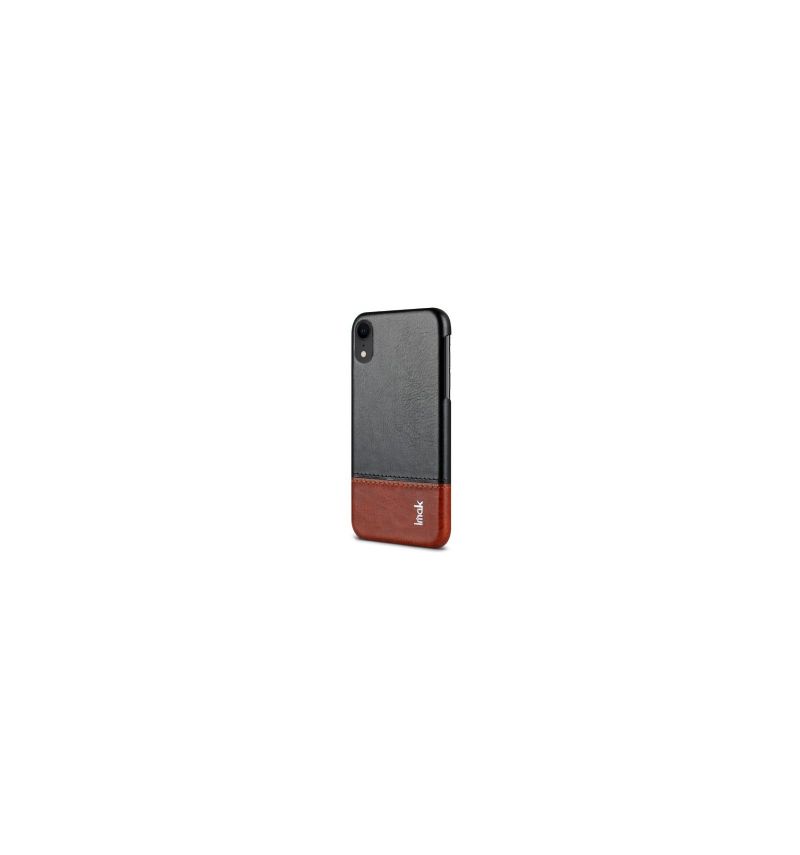 Coque imitation cuir pour iPhone XR - Noir / Marron