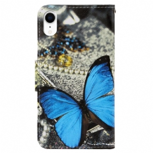 Housse iPhone XR Papillon Bleu