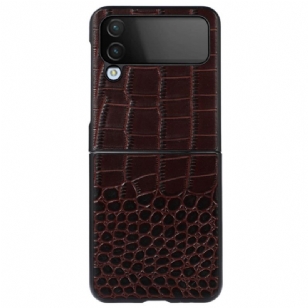 Coque Samsung Galaxy Z Flip 4 Cuir Véritable Effet Crocodile