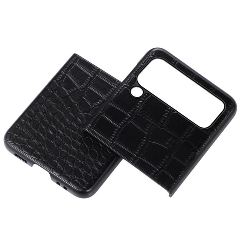 Coque Samsung Galaxy Z Flip 4 Cuir Véritable Effet Crocodile