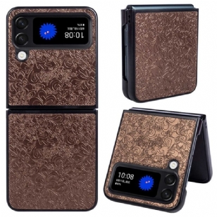 Coque Samsung Galaxy Z Flip 4 Effet Cuir Baroque