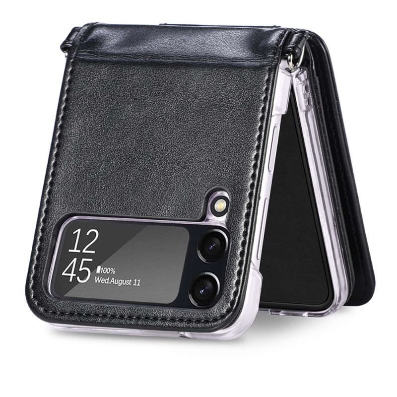 Coque Samsung Galaxy Z Flip 4 Portefeuille avec Bandoulière